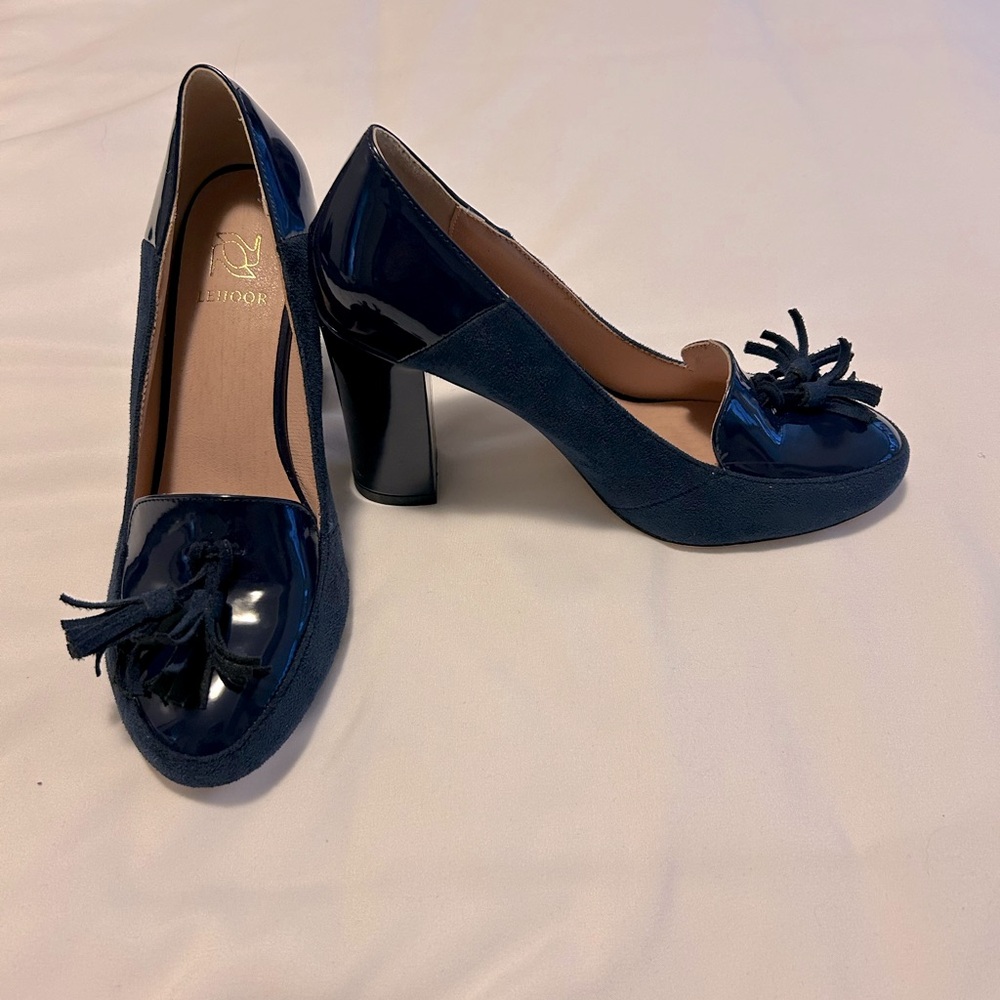 Lahore Navy Blue Heeled Loafers